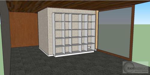 4) Bibliothèque en MDF 22mm laqué blanc : avant-projet, plan en 3 dimensions